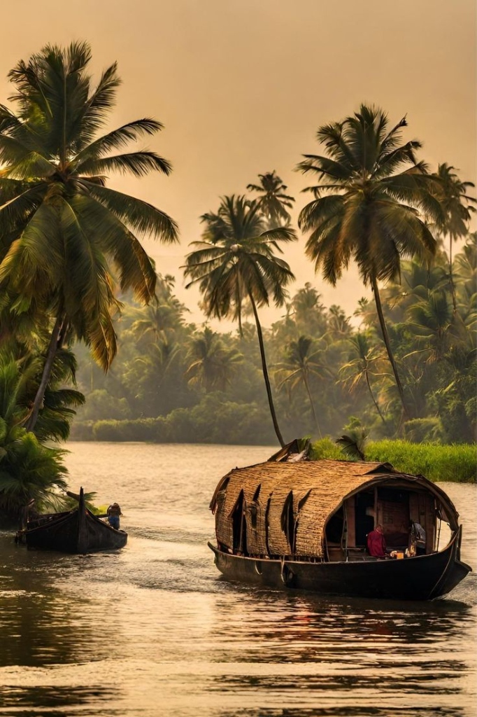 Trippy Travels - Kerala Palms & Tea Gardens Travel Experience Kerala Palms & Tea Gardens backwater cruises travel package visual for Trippy Travels curated itinerary and premium experience